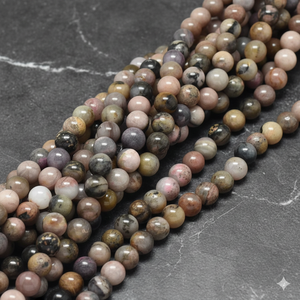 Perles en gros Beadsnfashion, perles de rhodonite naturelle, brins de 8 mm, multicolores, fournitures de fabrication de bijoux DIY pour collier, bracelet - Product Image 1