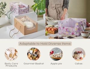 Boîtes à gâteaux en papier kraft avec fenêtre transparente et poignées pour boulangerie, présentation de cadeaux, transport de gâteaux, pâtisserie, à emporter - Product Image 4