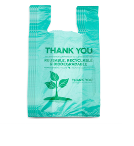 Vente en gros de t-shirts compostables, biodégradables, réutilisables, fourre-tout pour épicerie, sac de t-shirts en plastique avec poignée - Product Image 2