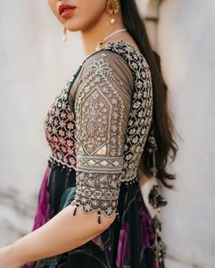 Nouveau concepteur Anarkali Faux Georgette broderie séquence travail et robe imprimée avec entièrement Flair et entièrement cousu avec Dupatta - Product Image 2