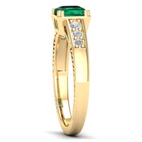 Bague REYES en or 18 carats avec moissanite taille princesse émeraude, en argent sterling 925, bijou artisanal de luxe