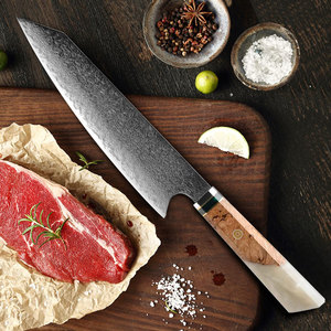 Venta al por mayor personalizado OEM ODM cubertería fábrica japonesa Damasco acero Chef cuchillo rebanador cuchillo para carne fruta vegetal corte - Product Image 5
