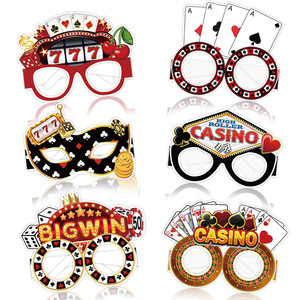 Lunettes de fête sur le thème du casino - Lunettes en papier à motif dés de poker Las Vegas pour fournitures de fête - Product Image 4