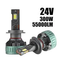 Ampoule LED 300W 55000LM 24V à faisceau haut et bas, 3 tubes en cuivre, H4 H7 H11 9005 9006, phares LED pour bus et camion