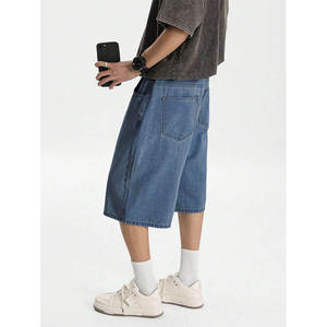 Shorts en jean décontractés et respirants pour hommes, nouvelle collection été, coupe ample, avec fermeture éclair, mélange polyester/coton - Product Image 3