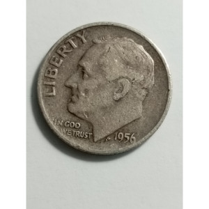 Pièce de monnaie en argent de 1956, Dime Roosevelt, objet de collection culturel, avec erreur de cheveux et de flamme - Product Image 1