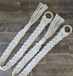 <b>Macrame</b> <b>Curtain</b> Tiebacks: Recycled Cotton Boho Decor Set - Product Image 4