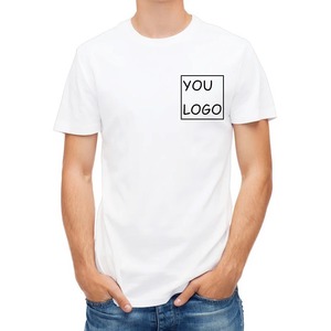 Camiseta ecológica de secado rápido de algodón blanco supersuave para hombre de manga corta con logotipo frontal para verano - Product Image 1