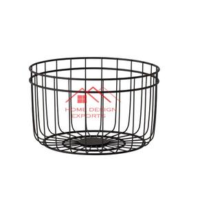 Hot Selling Factory Wholesale Iron Wire Mesh <b>Basket</b> <b>With</b> Handle in Matt <b>Black</b> Finished Product for Home Decoration - Product Image 4