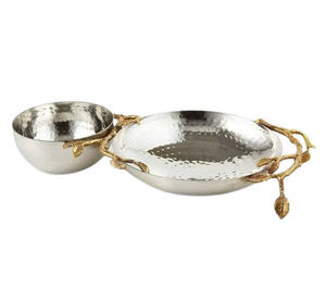 Forme arrondie Chip & Dip Métal Designer Plateau En Aluminium Haute Vente Décoratif Plateaux De Service De Table Cuisine À Domicile - Product Image 3