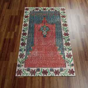 Tapis imprimé au design vintage : doux, antidérapant, personnalisé, islamique, floral, avec poils doux - Product Image 2