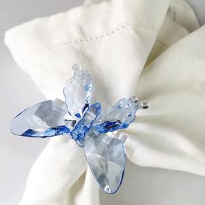 Beau porte-serviette papillon en verre bleu pour décor de table événements de mariage hôtel à manger charmant anneau de serviette - Product Image 4