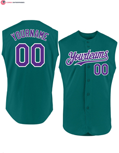 Venta al por mayor sublimación de Impresión logotipo camisetas de béisbol equipo en blanco cuello en V camisetas de béisbol botón completo sin mangas camisetas de béisbol - Product Image 5