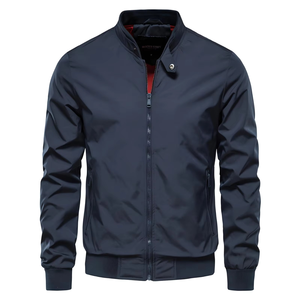 Chaqueta de bombardero de invierno para hombre de OEM personalizada de alta calidad con capucha y cuello levantado patrón de polietileno sólido rompevientos frontal impermeable - Product Image 3