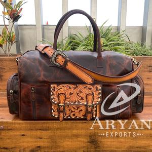 Grand sac polochon en cuir de buffle, usiné à la main et pleine fleur, sac de voyage en cuir véritable pour unisexe - Product Image 1