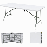 Table pliante blanche en gros, jardin, 6 pieds, tables pliantes en plastique pour l'extérieur, pour les événements