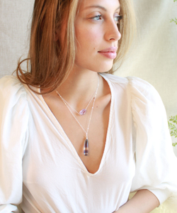 Banded Fluorite pear gemstone <b>wired</b> chain necklace Bohemian 925 <b>sterling</b> <b>silver</b> gold plated handmade pendant necklaces for women - Product Image 3
