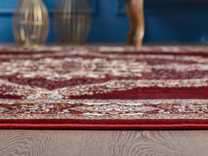 Alfombra turca de lujo hecha a máquina, poliéster rojo intenso, premium para sala de estar, del fabricante de Gaziantep. - Product Image 4