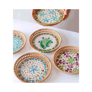 Bandeja de mimbre ecológica ligera, ideal para comer al aire libre y regalar - Product Image 1