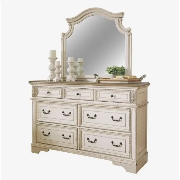 Твердый деревянный комод и зеркальный набор антикварная белая глазурная роспись-антикварная деревянная мебель ручной работы от Jepara