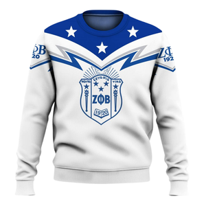 Sweat-shirt à col rond brodé bleu Zeta Phi Beta Sorority pour femmes, pull grec 1920 - Product Image 1