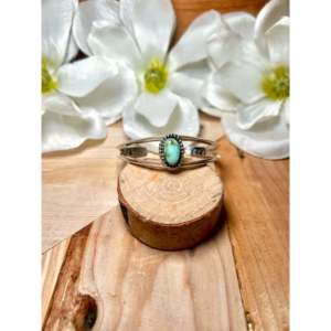 Navajo Handmade Sonoran Gold Turquoise & Sterling Silver Cuff Bracelet Cultural Collectible Jewelry - Product Image 1