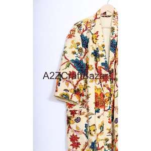 Chaqueta Kimono Kantha de Lujo, Acolchada, Estampada a Mano, 100% Algodón, Elegante, para Invierno, Festiva, Transpirable y Suave para Mujer - Product Image 4