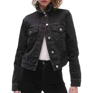 Veste en jean décontractée personnalisée pour femmes grandes tailles, style camionneur, 100% coton, vente en gros usine - Product Image 4