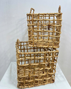 Panier carré classique en jacinthe d'eau et rotin 2025, fait main au Vietnam, élégant, léger, organisateur de bureau, rangement écologique - Product Image 5