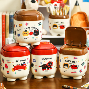 Mini Basurero de Acero Inoxidable con Diseño de Dibujos Animados, 12L, con Tapa de Cierre Automático, para Dormitorio, Baño, Cocina y Uso en Exteriores - Product Image 3