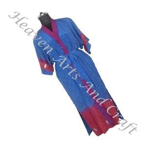 KL017 2024 Haute Qualité Vintage Sari Kimono Longue Robe Femmes Soie Longue Veste pour Dames Sari Kimono Long Bohème D'été Kimono - Product Image 2