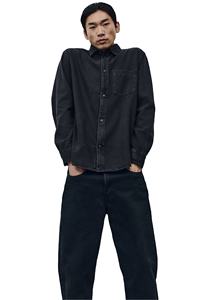 Top Trending Regular Fit de calidad superior para hombres, marca personalizada, ropa cómoda rígida 100% algodón, mezclilla, negro, camisas de manga larga con cuello - Product Image 3