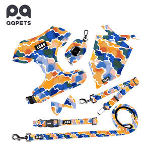 Set tali kekang anjing pribadi dan kalung hewan peliharaan, desain pola bunga hati untuk Aksesori Jalan - Product Image 4