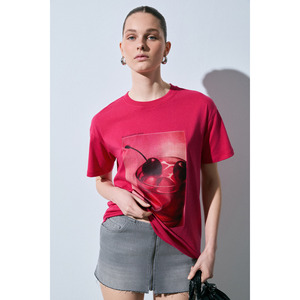 GRIMELANGE SALENNA Camiseta de corte regular con detalle estampado en tela suave para mujer - Product Image 4