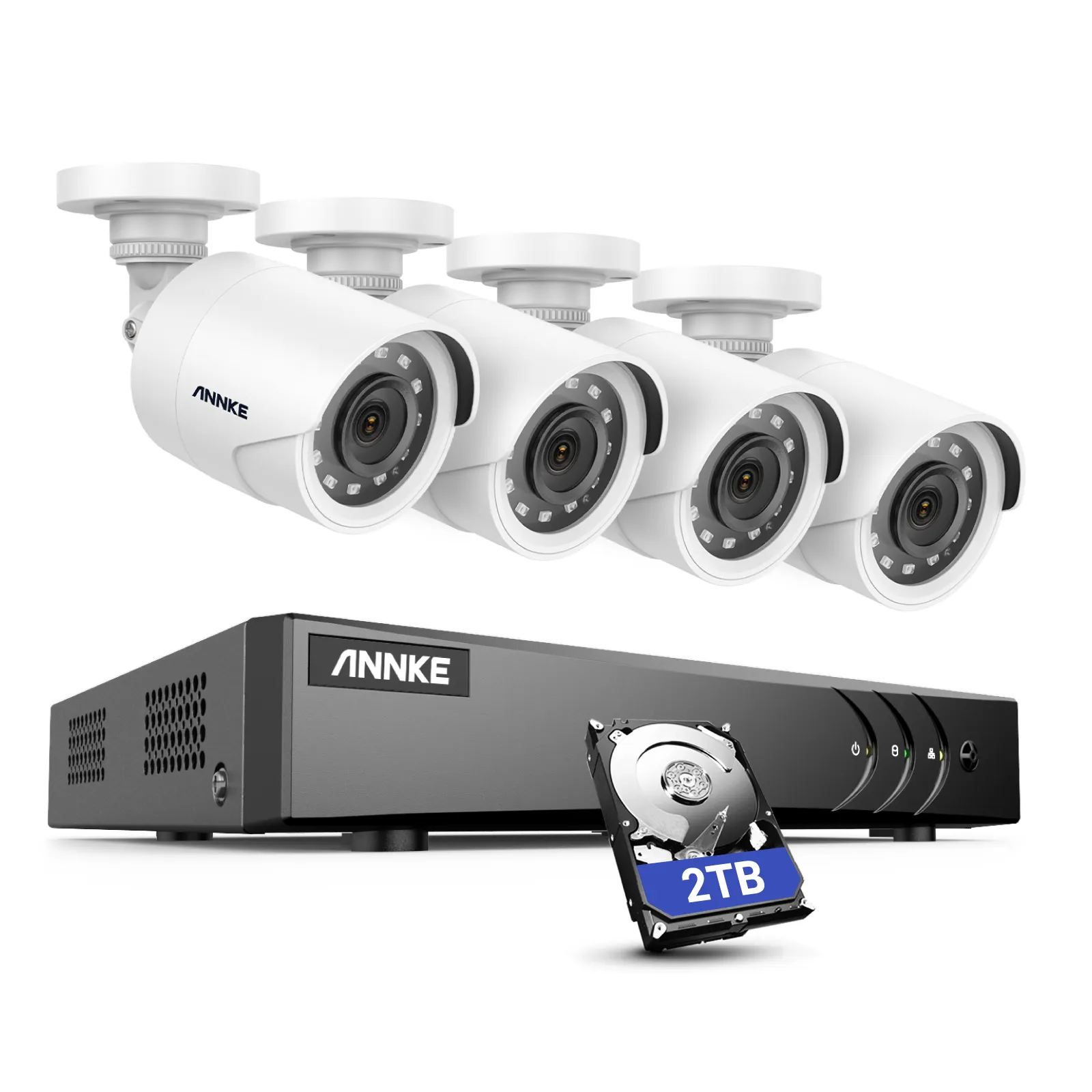ANNKE 5MP DVR de 8 canais com 2TB HDD 1080p Sistema de câmeras CCTV com fio 100 pés EXIR Sistema de câmeras de vigilância com visão noturna