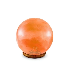 Lampe en sel rose de l'Himalaya de qualité supérieure, sphère en cristal de sel naturel et base en bois massif pour bureau et salon - Product Image 1