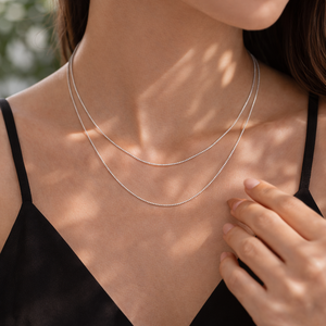 Collar Elegante Minimalista de Plata de Ley 925 con Cadena de Doble Capa para Mujer, Joyería al por Mayor OEM, Hindú, 18 Pulgadas, 3 Gramos - Product Image 2