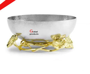 modern look silver finished round shape metal stainless steel food serving bowl for hotel restaurant and bar - Product Image 2