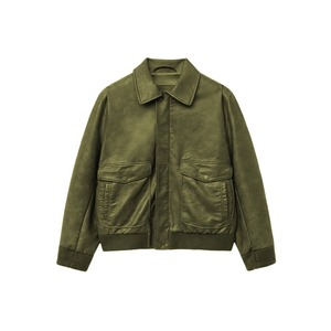 Premium Men's <b>Winter</b> <b>Jacket</b> High Quality Thick <b>Leather</b> Stand Collar Embroidered Crocheted Weaving Technics OEM Service Available - Product Image 4