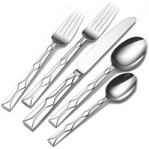 Juego de cubiertos de metal con patrón geométrico moderno diseñado para casas de moda cocinas urbanas y configuraciones de comedor de alta moda - Product Image 2