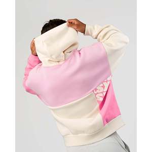 Sudadera con Capucha de Felpa Bordada con Efecto Ácido - Blanco Hueso y Rosa Malvavisco - Product Image 6