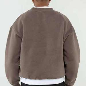 Sweat-shirt unisexe en coton 100% noir uni, fabrication sur mesure, mode hiver, sweat-shirt à col rond pour homme - Product Image 3