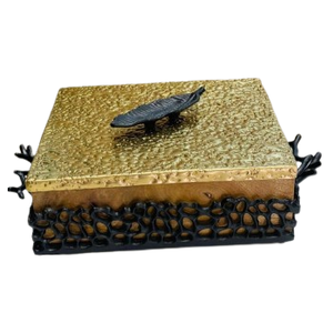 Boîte en bois tendance avec couvercle en métal et plateaux décoratifs pour hôtel maison pour table servant la décoration intérieure pendant les mariages du Ramadan - Product Image 1