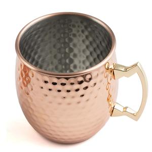 Vente en gros de mugs à Moscow Mule en cuivre martelé écologiques et modernes, avec poignée, OEM ODM, vaisselle en métal pour hôtels, bars, restaurants - Product Image 2