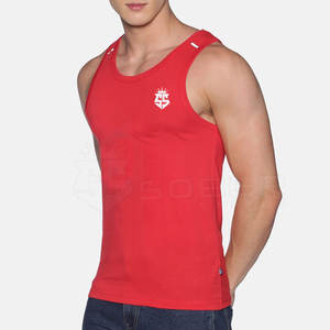 Débardeur en tricot respirant imprimé avec logo personnalisé pour hommes, séchage rapide, polyester/coton, gilet d'entraînement décontracté, design sans manches - Product Image 2