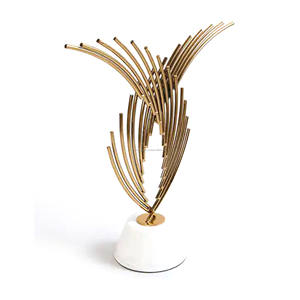 <b>Gold</b> Eter Textured Fern Table Decor with Marble Base Showpiece for Living Room <b>Bedroom</b> and Home Decor Standard - Product Image 1
