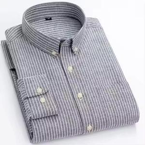 Camisas de vestir para hombre de alta calidad, camisas de vestir formales de manga larga para hombre, camisa de vestir elástica de Color sólido para hombre - Product Image 3