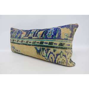 Geometric Bohemian Vintage Patterned Wool Pillow 16x36 Inch Luxury Woven Decorative Accent for <b>Floor</b> or <b>Sofa</b> for Christmas - Product Image 4