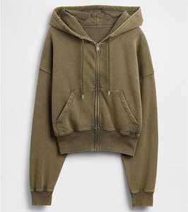 Venta al por mayor de lavado ácido cremallera sudaderas con capucha de los hombres de moda Streetwear Zip Up chaquetas con capucha logotipo personalizado Premium OEM precio de proveedor a granel - Product Image 4