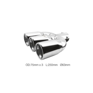 Terminal redondo de 63 mm con tres salidas de acero inoxidable - Product Image 1
